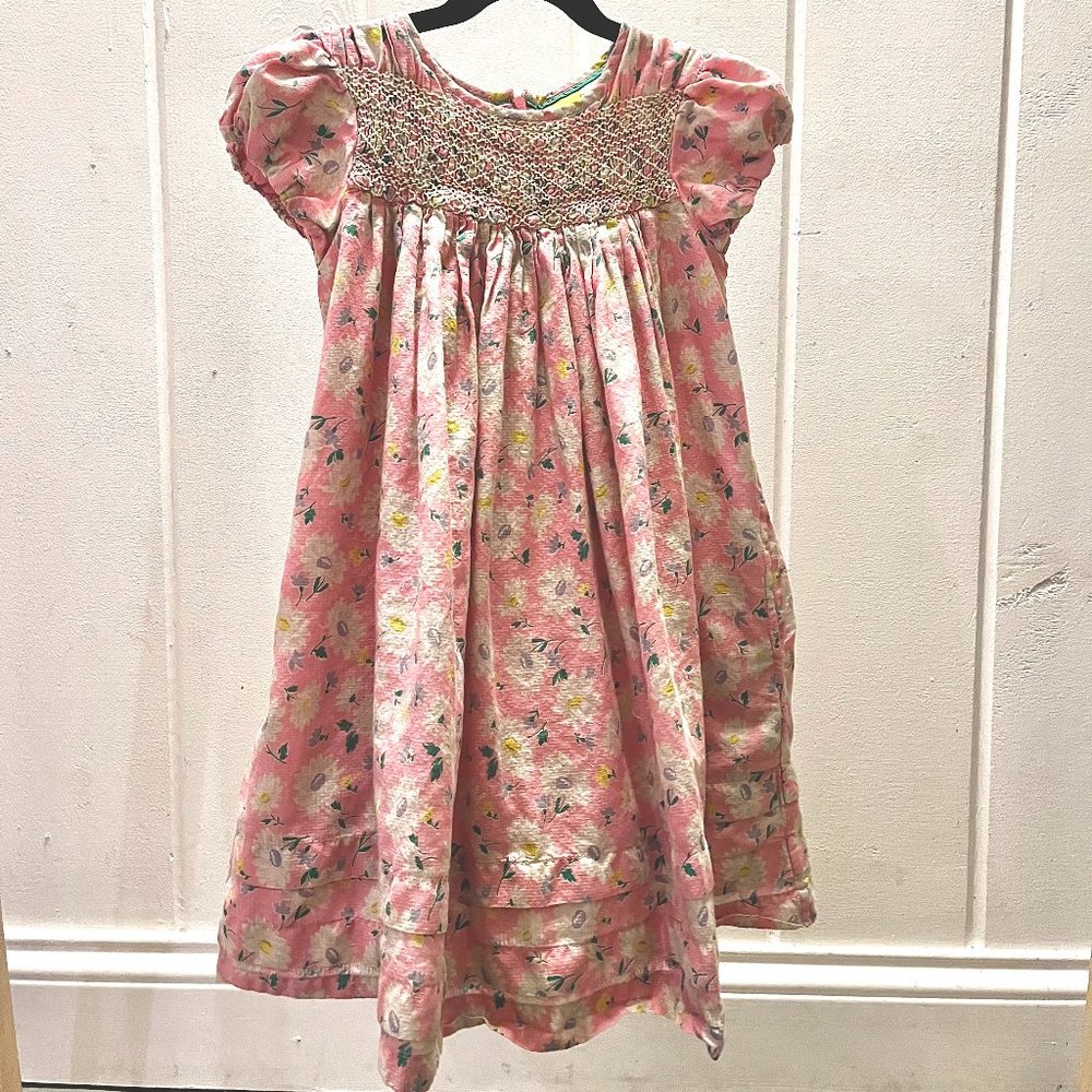 Great Condition Mini Boden Smocked Girls Floral Dress 6-7Y